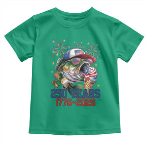 America 250th Fishing Toddler T Shirt Patriotic Bass Fish American Flag TS14 Irish Green Print Your Wear