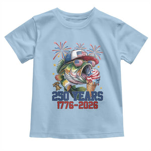 America 250th Fishing Toddler T Shirt Patriotic Bass Fish American Flag TS14 Light Blue Print Your Wear