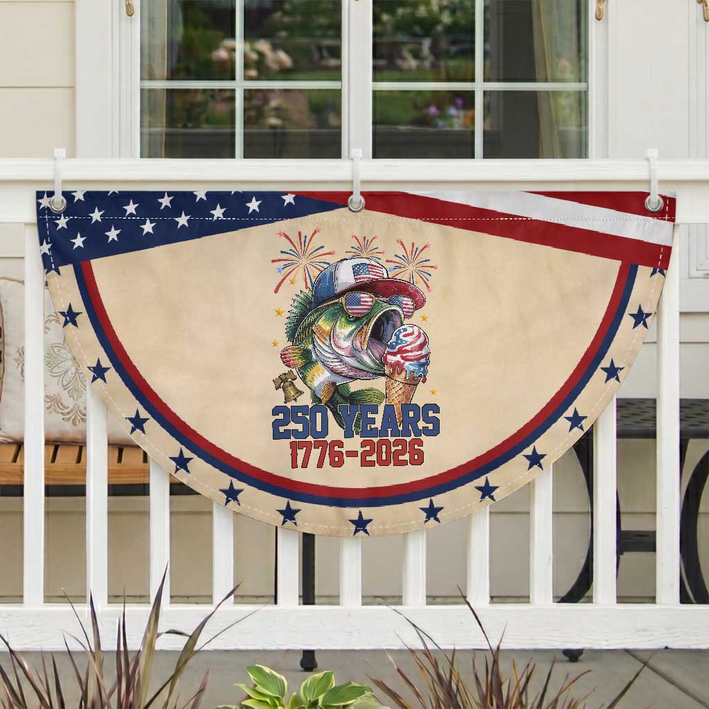 America 250th Fishing Patriotic Fan Flag Bass Fish American Flag
