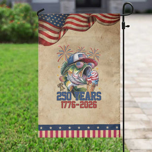 250th Anniversary USA Fishing Patriotic Garden Flag Patriotic Bass Fish American Flag TS14 Vintage Rustic Tan Navy Print Your Wear