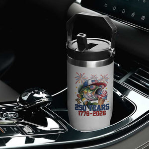 America 250th Fishing Flip Straw Tumbler Patriotic Bass Fish American Flag TS14 Print Your Wear