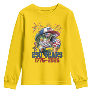 America 250th Fishing Youth Sweatshirt Patriotic Bass Fish American Flag TS14 Daisy Print Your Wear