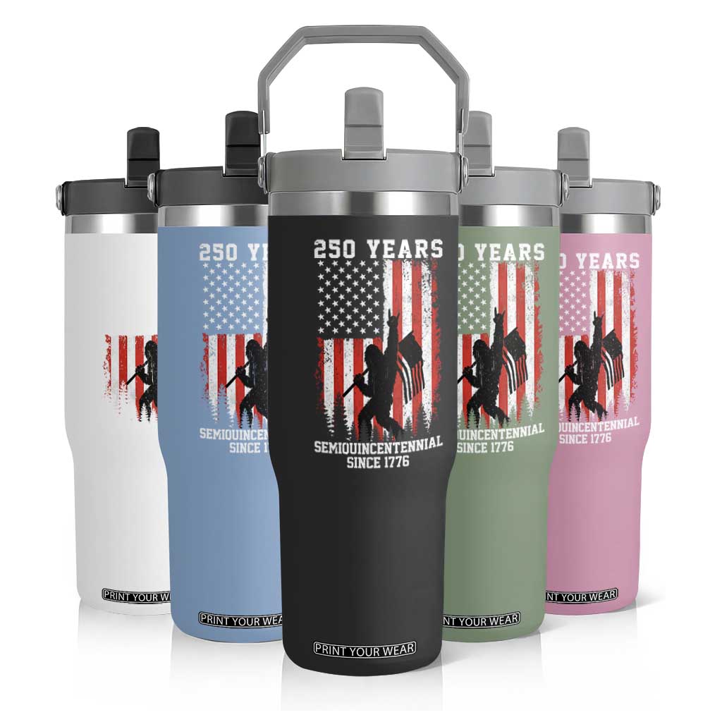 250th Anniversary USA Flip Straw Tumbler Bigfoot Patriotic American USA Flag TS14 Print Your Wear