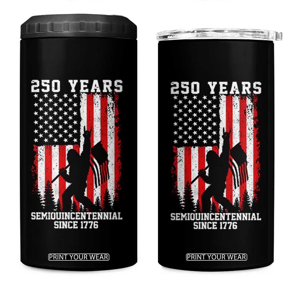 250th Anniversary USA 4 in 1 Can Cooler Tumbler Bigfoot Patriotic American USA Flag TS14 One Size: 16 oz Black Print Your Wear