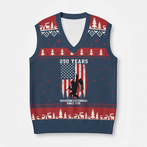 250th Anniversary USA V-Neck Knit Sweater Vest Bigfoot Patriotic American USA Flag TS14 Navy Red Print Your Wear