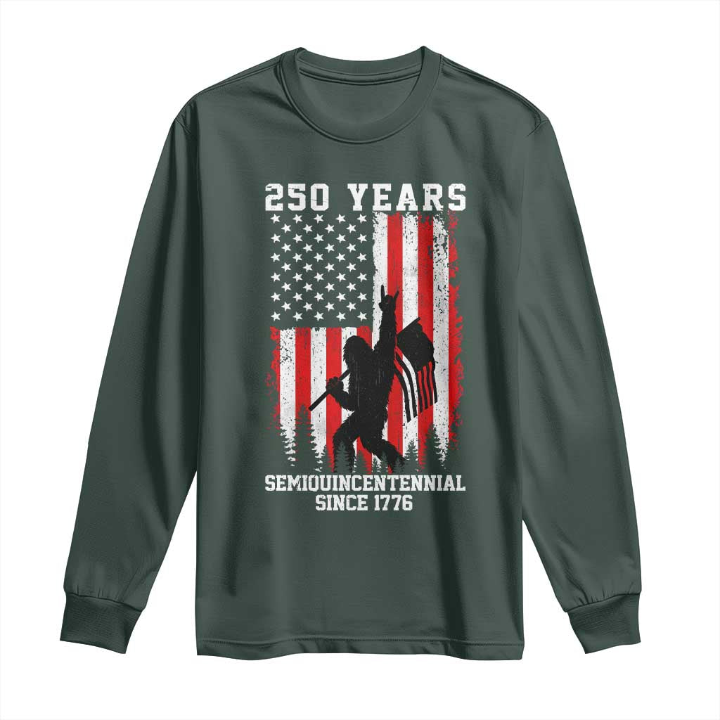 250th Anniversary USA Long Sleeve Shirt Bigfoot Patriotic American USA Flag TS14 Dark Forest Green Print Your Wear