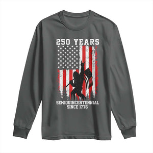 250th Anniversary USA Long Sleeve Shirt Bigfoot Patriotic American USA Flag TS14 Dark Heather Print Your Wear
