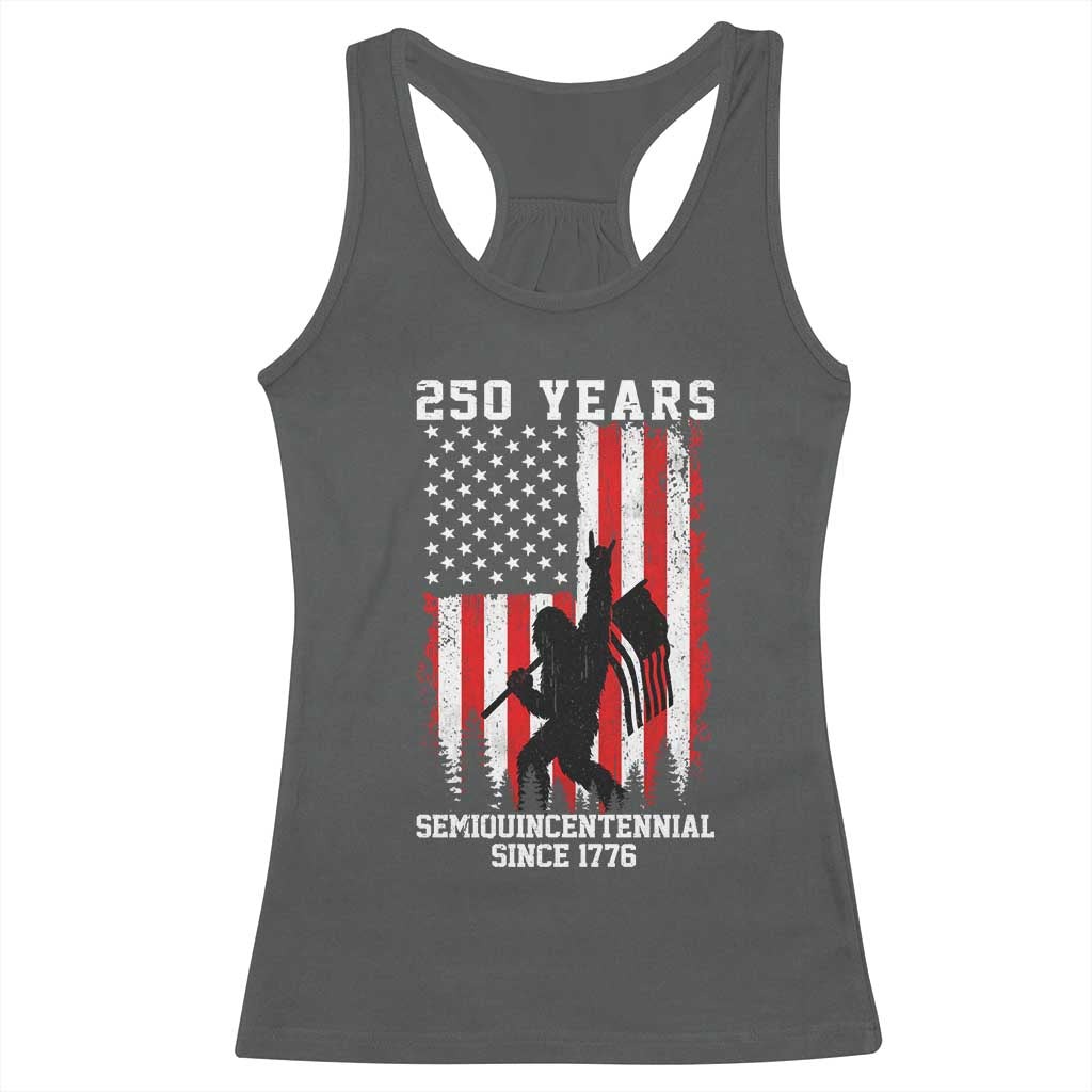 250th Anniversary USA Racerback Tank Top Bigfoot Patriotic American USA Flag TS14 Dark Heather Print Your Wear