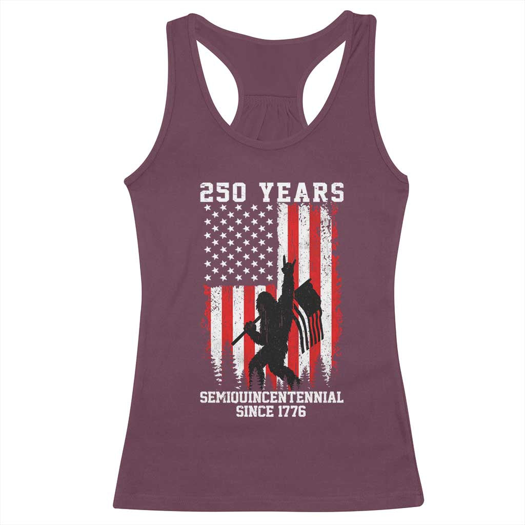 250th Anniversary USA Racerback Tank Top Bigfoot Patriotic American USA Flag TS14 Maroon Print Your Wear