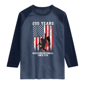 250th Anniversary USA Raglan Shirt Bigfoot Patriotic American USA Flag TS14 Heather Denim Navy Print Your Wear