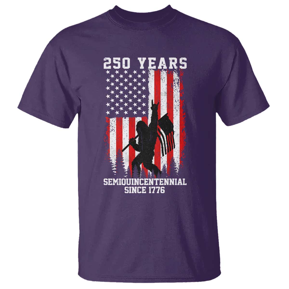 250th Anniversary USA T Shirt Bigfoot Patriotic American USA Flag TS14 Purple Print Your Wear