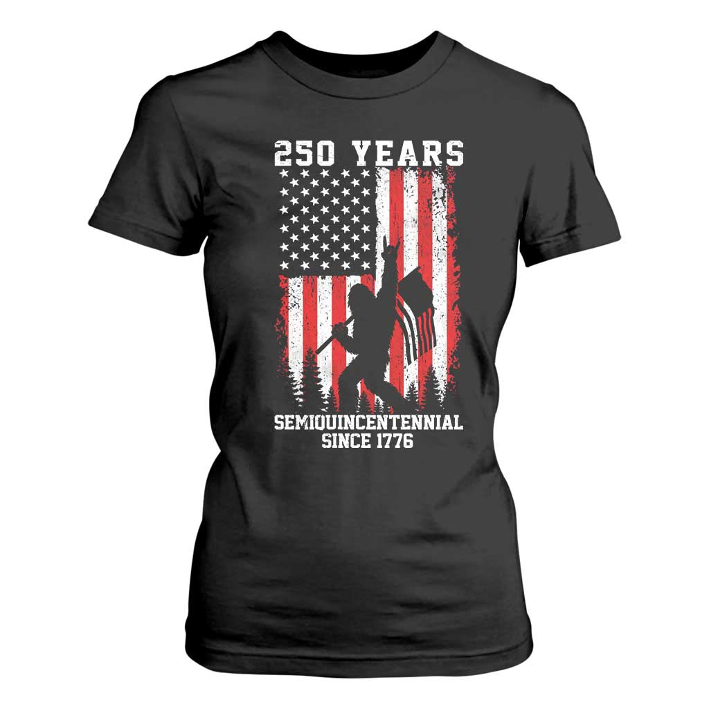 250th Anniversary USA T Shirt For Women Bigfoot Patriotic American USA Flag TS14 Black Print Your Wear