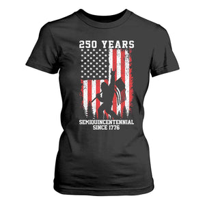 250th Anniversary USA T Shirt For Women Bigfoot Patriotic American USA Flag TS14 Black Print Your Wear