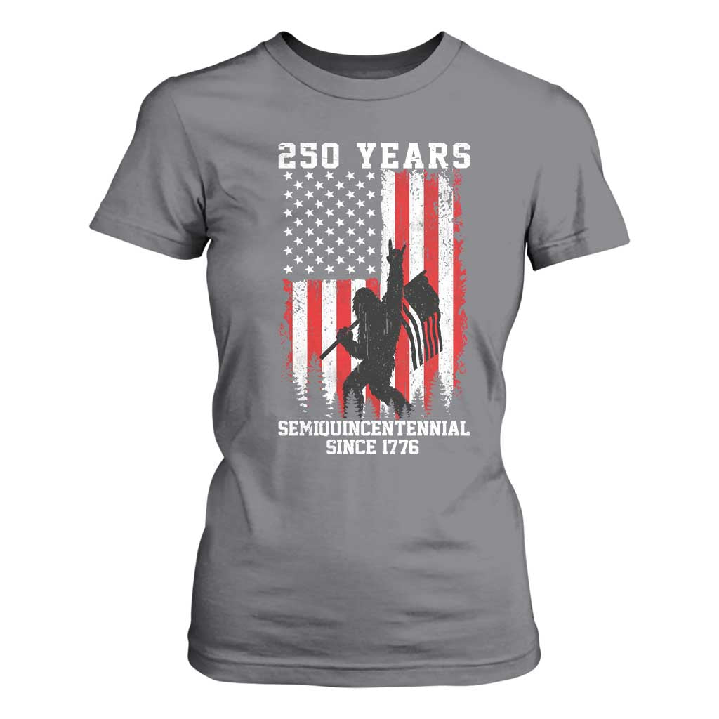 250th Anniversary USA T Shirt For Women Bigfoot Patriotic American USA Flag TS14 Charcoal Print Your Wear