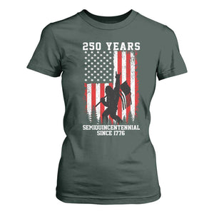 250th Anniversary USA T Shirt For Women Bigfoot Patriotic American USA Flag TS14 Dark Forest Green Print Your Wear