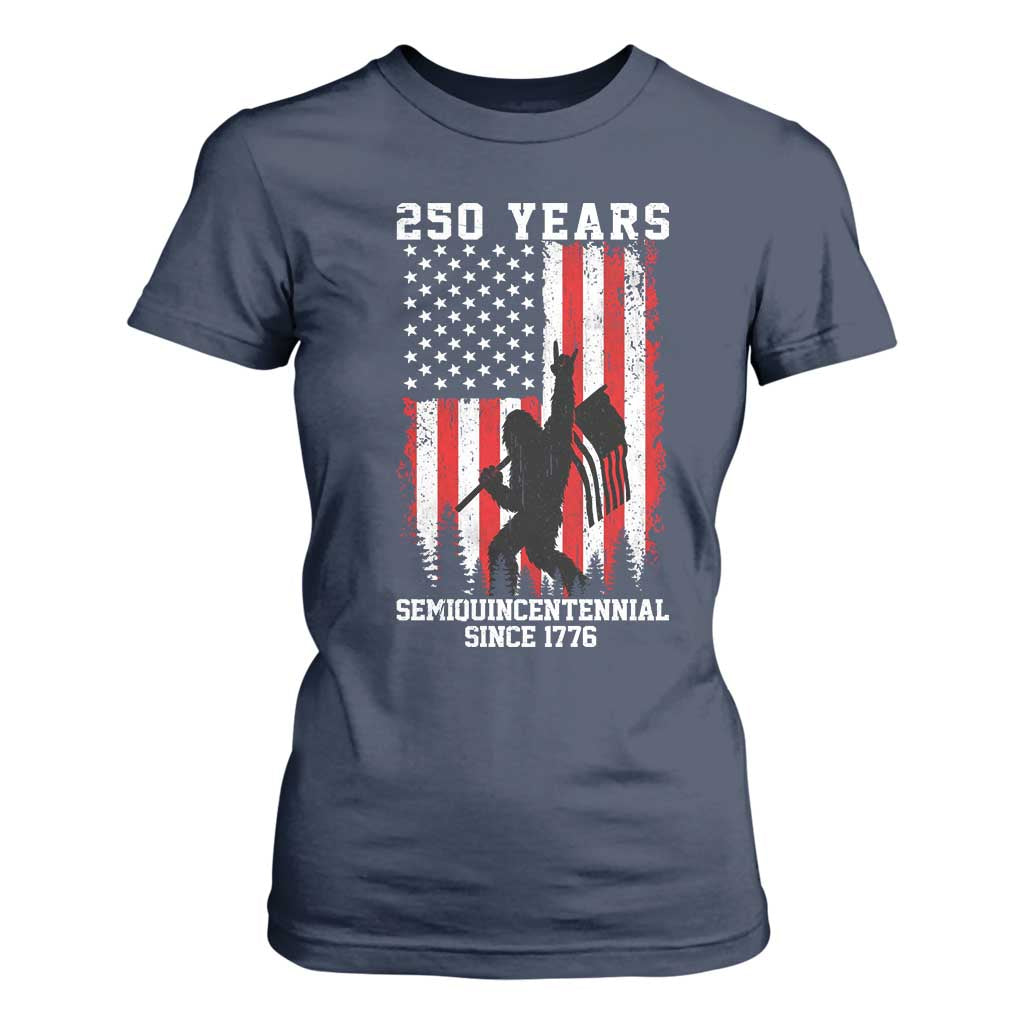 250th Anniversary USA T Shirt For Women Bigfoot Patriotic American USA Flag TS14 Navy Print Your Wear