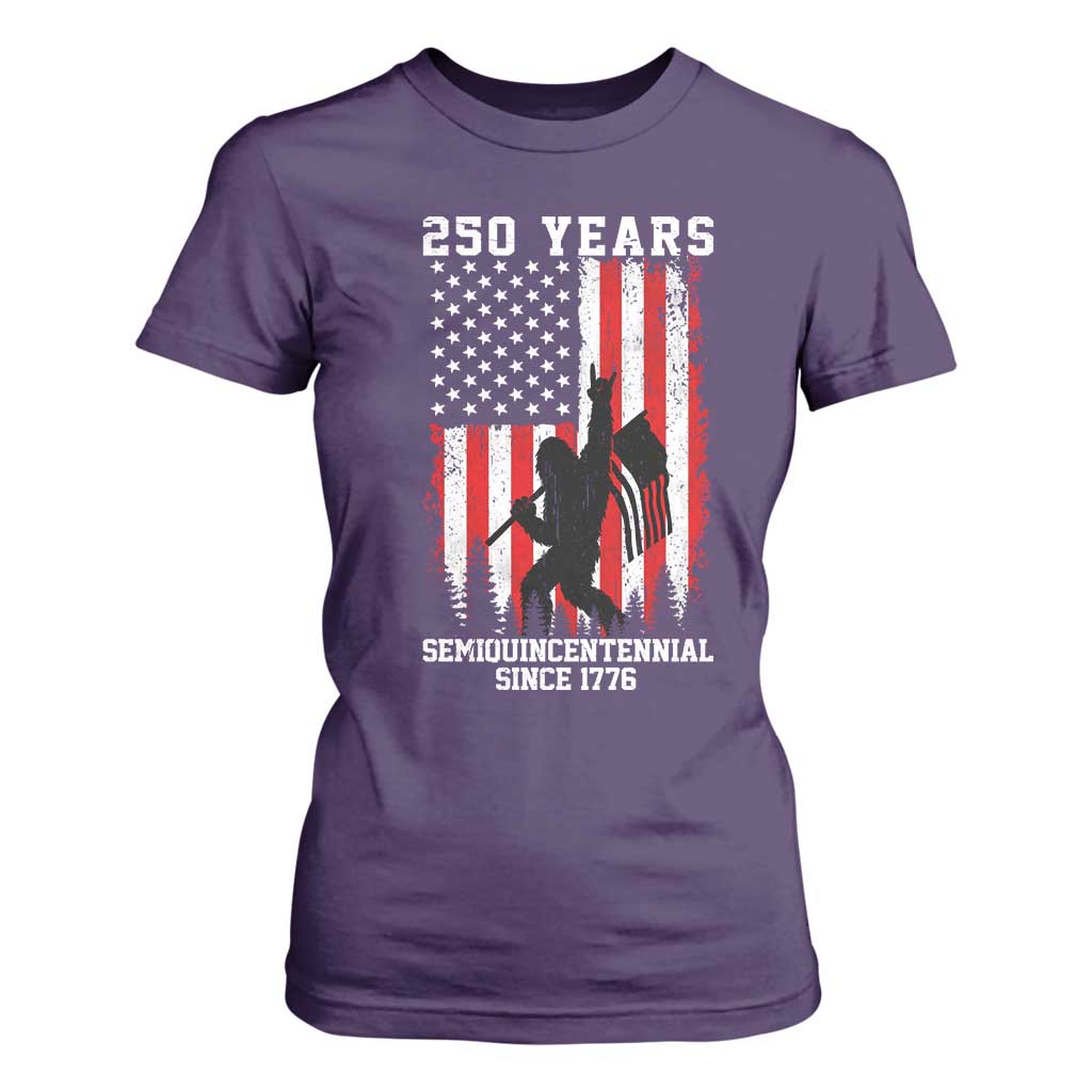 250th Anniversary USA T Shirt For Women Bigfoot Patriotic American USA Flag TS14 Purple Print Your Wear