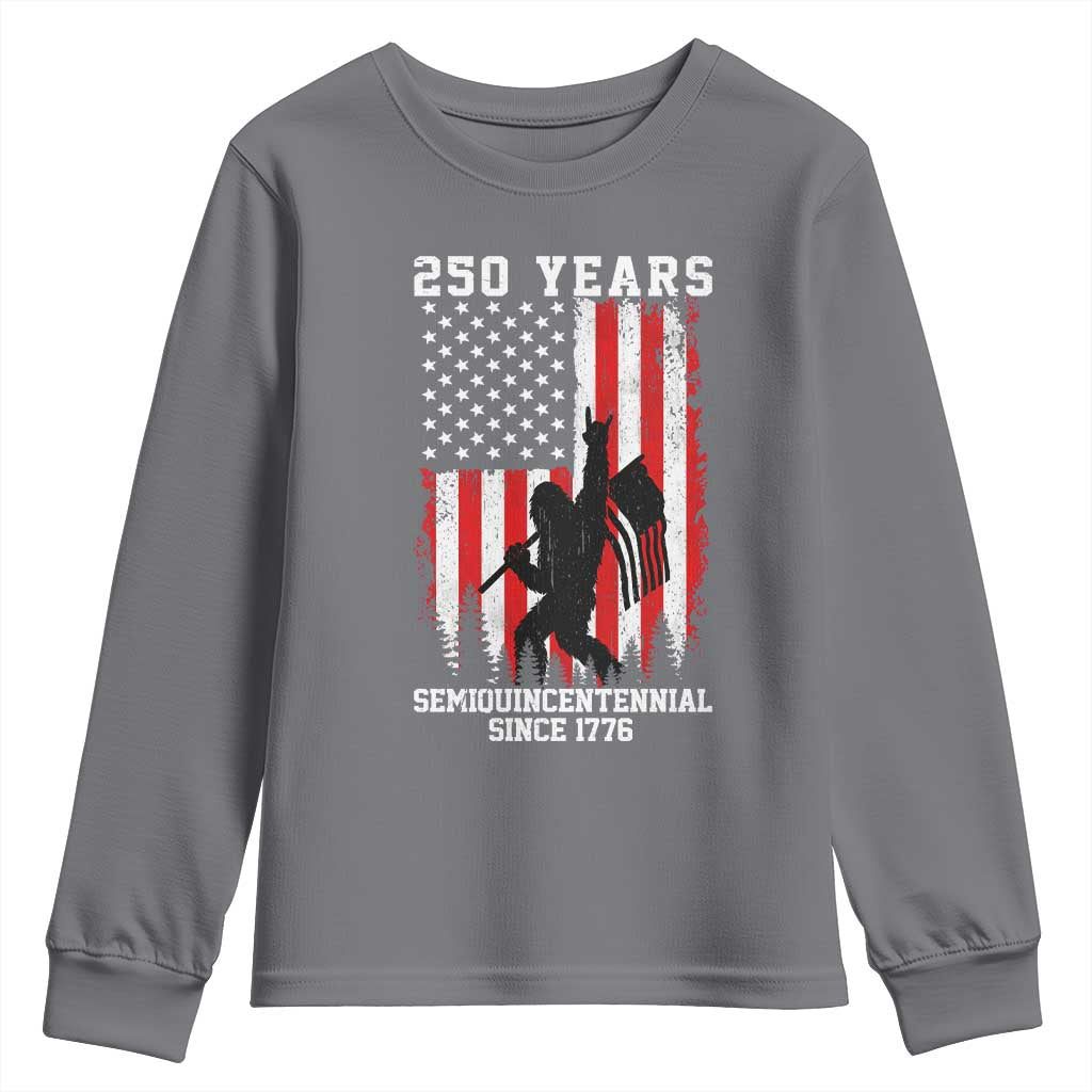 250th Anniversary USA Youth Sweatshirt Bigfoot Patriotic American USA Flag TS14 Charcoal Print Your Wear