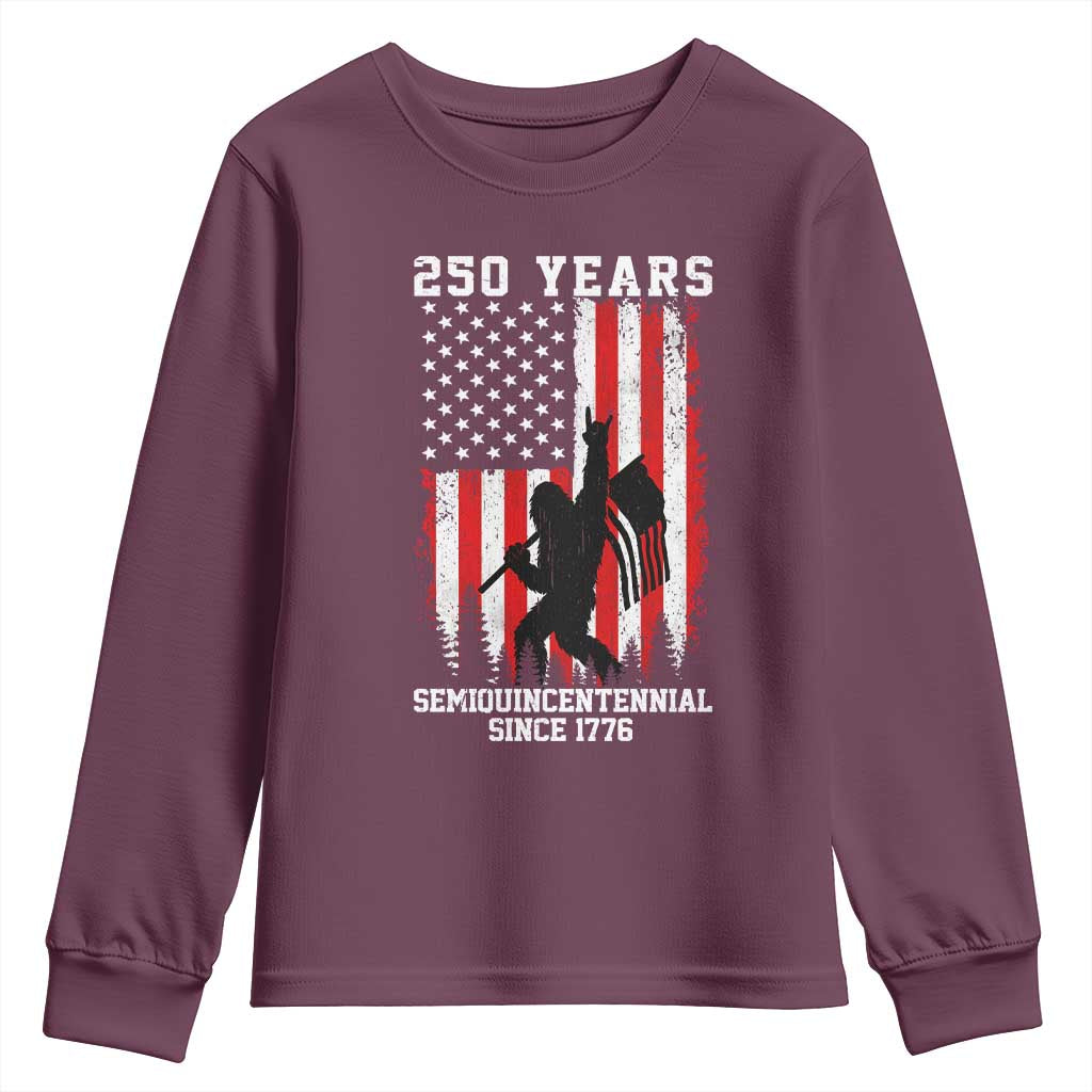 250th Anniversary USA Youth Sweatshirt Bigfoot Patriotic American USA Flag TS14 Maroon Print Your Wear