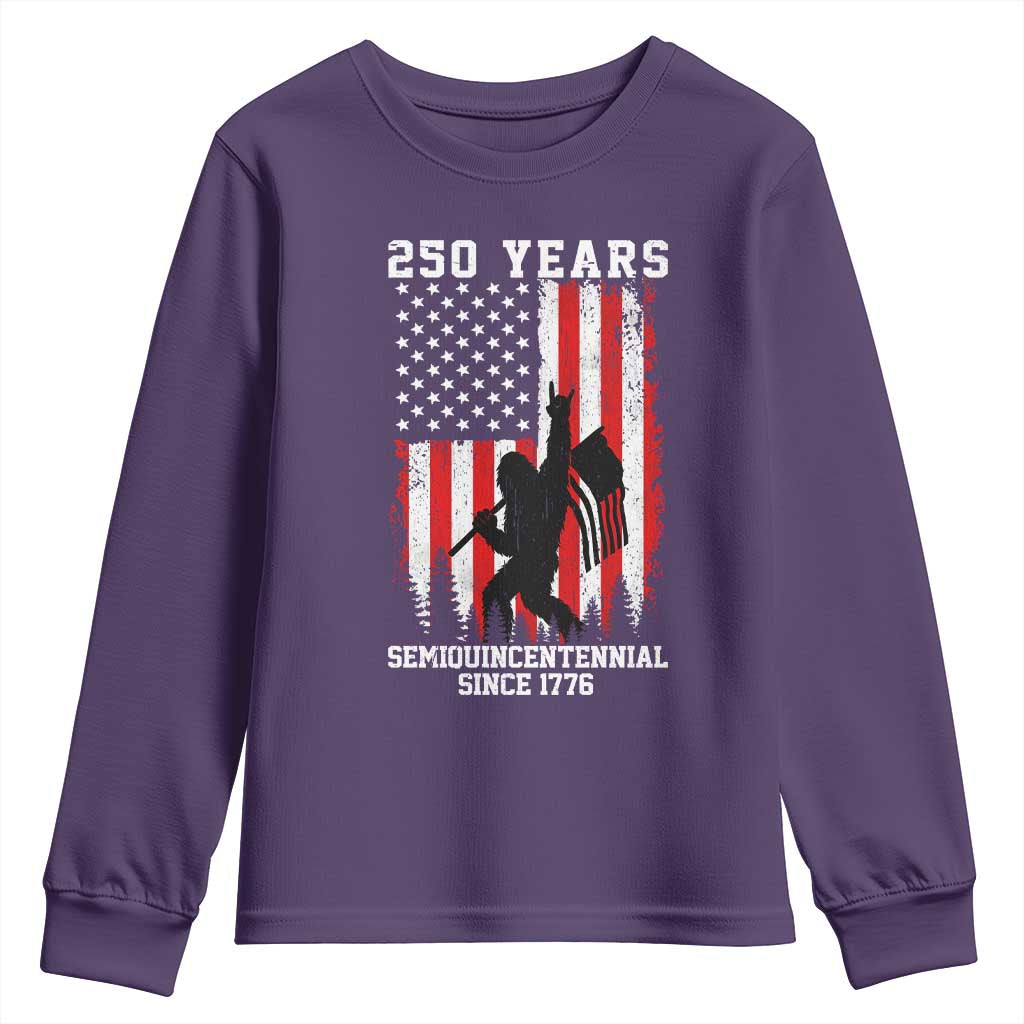 250th Anniversary USA Youth Sweatshirt Bigfoot Patriotic American USA Flag TS14 Purple Print Your Wear