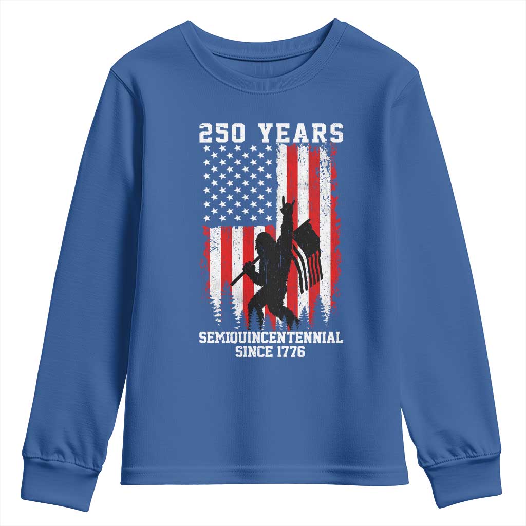 250th Anniversary USA Youth Sweatshirt Bigfoot Patriotic American USA Flag TS14 Royal Blue Print Your Wear