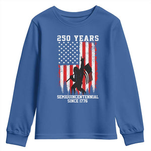 250th Anniversary USA Youth Sweatshirt Bigfoot Patriotic American USA Flag TS14 Royal Blue Print Your Wear