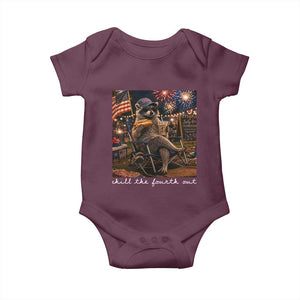 Funny Raccoon 4th of July Baby Onesie Chill The Fourth Out TS14 Maroon Print Your Wear