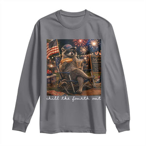 Funny Raccoon 4th of July Long Sleeve Shirt Chill The Fourth Out TS14 Charcoal Print Your Wear