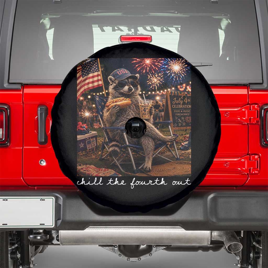 Funny Raccoon 4th of July Spare Tire Cover Chill The Fourth Out TS14 Black Print Your Wear