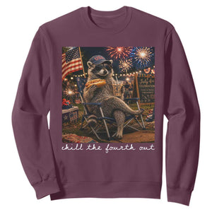 Funny Raccoon 4th of July Sweatshirt Chill The Fourth Out TS14 Maroon Print Your Wear