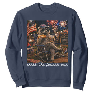 Funny Raccoon 4th of July Sweatshirt Chill The Fourth Out TS14 Navy Print Your Wear