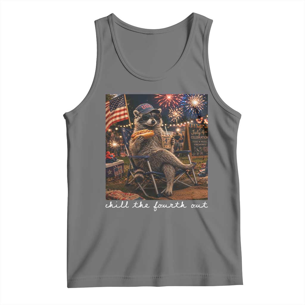 Funny Raccoon 4th of July Tank Top Chill The Fourth Out TS14 Black Heather Print Your Wear