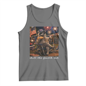 Funny Raccoon 4th of July Tank Top Chill The Fourth Out TS14 Black Heather Print Your Wear