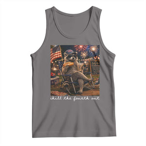 Funny Raccoon 4th of July Tank Top Chill The Fourth Out TS14 Deep Heather Print Your Wear