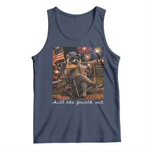 Funny Raccoon 4th of July Tank Top Chill The Fourth Out TS14 Navy Print Your Wear