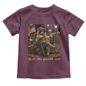 Funny Raccoon 4th of July Toddler T Shirt Chill The Fourth Out TS14 Maroon Print Your Wear