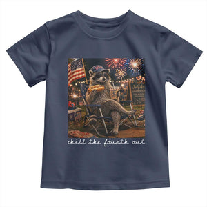 Funny Raccoon 4th of July Toddler T Shirt Chill The Fourth Out TS14 Navy Print Your Wear