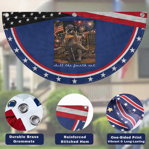 Funny Raccoon 4th of July Patriotic Fan Flag Chill The Fourth Out