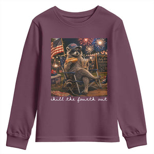 Funny Raccoon 4th of July Youth Sweatshirt Chill The Fourth Out TS14 Maroon Print Your Wear