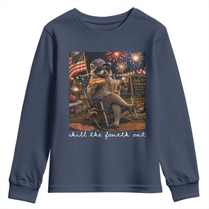 Funny Raccoon 4th of July Youth Sweatshirt Chill The Fourth Out TS14 Navy Print Your Wear