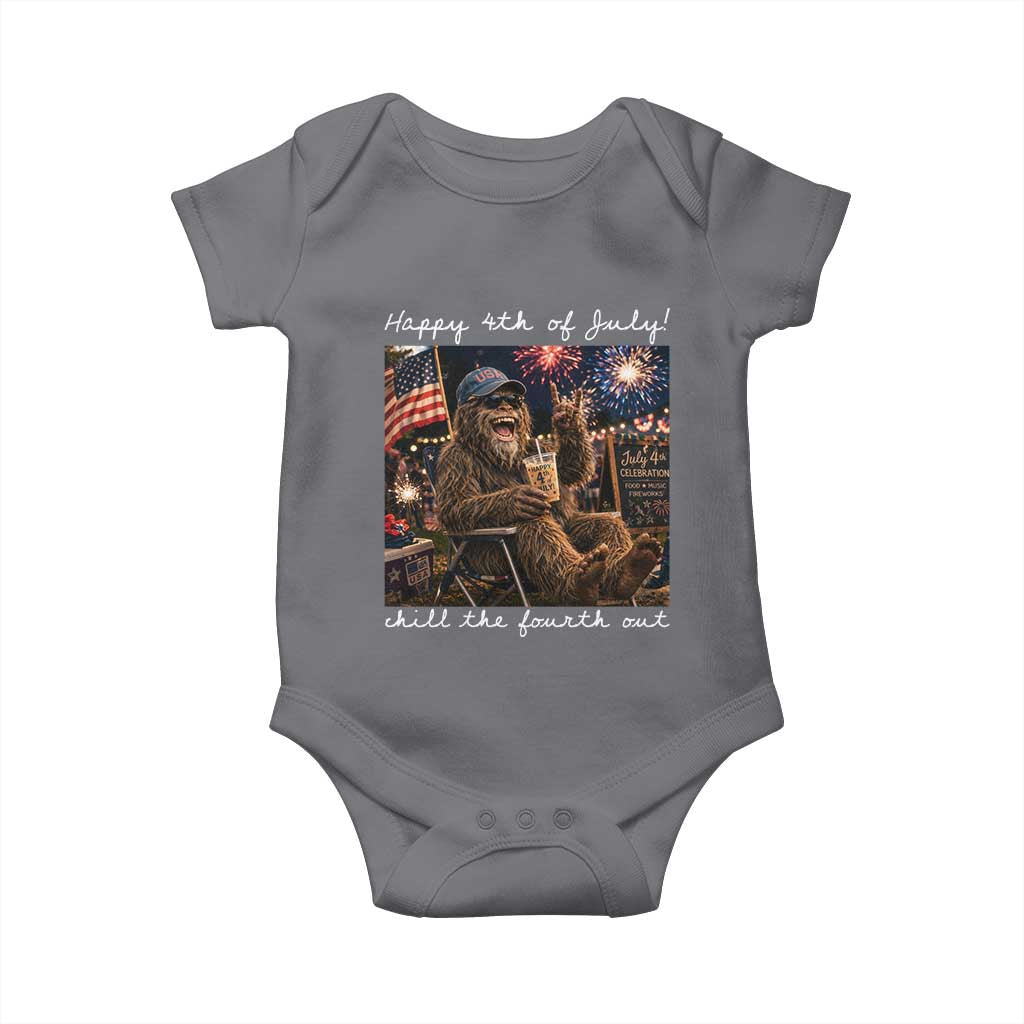 4th of July Bigfoot Baby Onesie Patriotic Sasquatch American Flag Party Festival TS14 Charcoal Print Your Wear