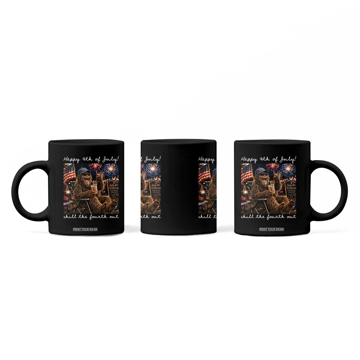 4th of July Bigfoot Coffee Mug Patriotic Sasquatch American Flag Party Festival TS14 Print Your Wear