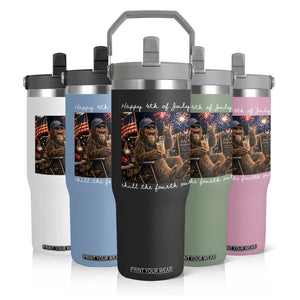 4th of July Bigfoot Flip Straw Tumbler Patriotic Sasquatch American Flag Party Festival TS14 Print Your Wear