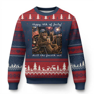 4th of July Bigfoot Ugly Christmas Sweater Patriotic Sasquatch American Flag Party Festival TS14 Navy Red Print Your Wear