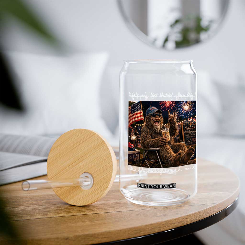 4th of July Bigfoot Glass Can Patriotic Sasquatch American Flag Party Festival TS14 Print Your Wear