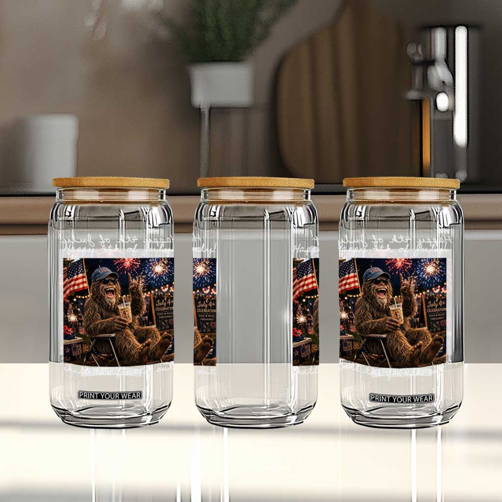 4th of July Bigfoot Glass Can Patriotic Sasquatch American Flag Party Festival TS14 Print Your Wear