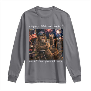 4th of July Bigfoot Long Sleeve Shirt Patriotic Sasquatch American Flag Party Festival TS14 Charcoal Print Your Wear