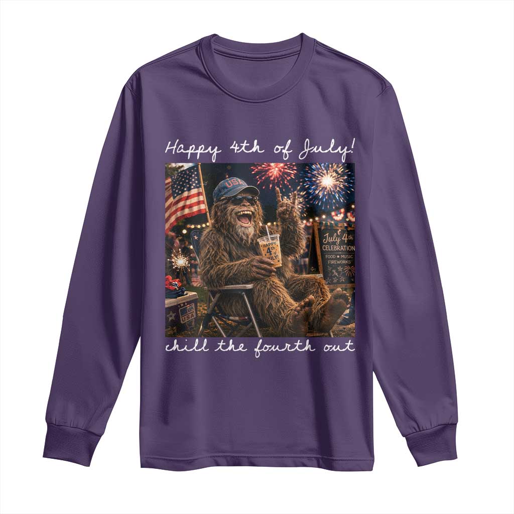 4th of July Bigfoot Long Sleeve Shirt Patriotic Sasquatch American Flag Party Festival TS14 Purple Print Your Wear
