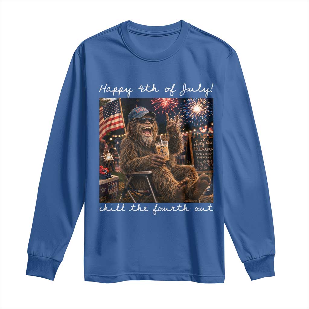 4th of July Bigfoot Long Sleeve Shirt Patriotic Sasquatch American Flag Party Festival TS14 Royal Blue Print Your Wear