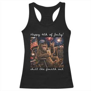 4th of July Bigfoot Racerback Tank Top Patriotic Sasquatch American Flag Party Festival TS14 Black Print Your Wear